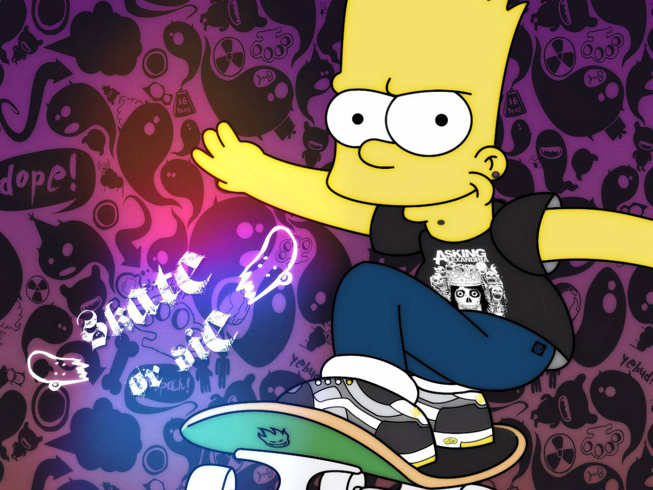 Bart Simpson In Skateboard Background