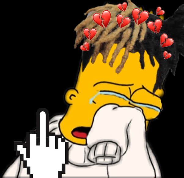 Bart Simpson Love Heartbreak Middle Finger PNG