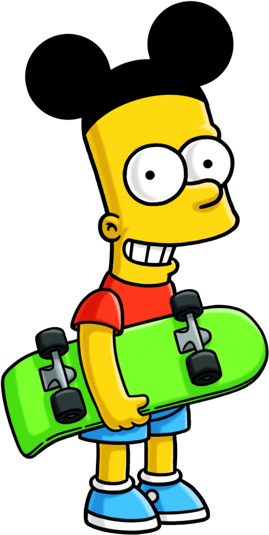 Bart Simpson Mickey Ears Skateboard.png PNG