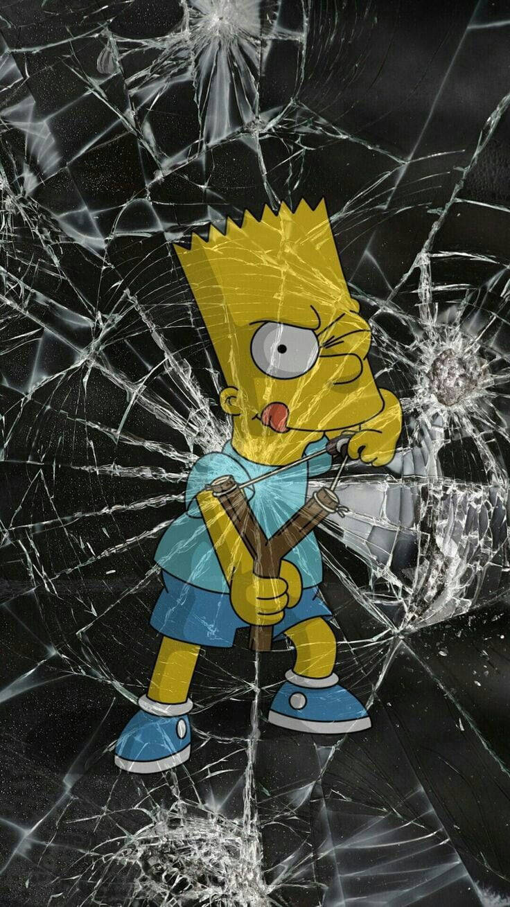 Bart Simpson Slingshot Broken Computer Screen Wallpaper