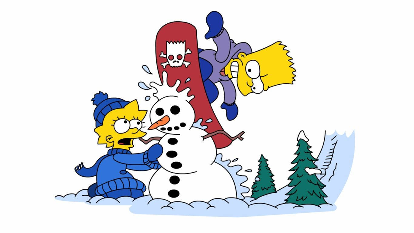 Bart Simpson Snow Skate. Papel de Parede
