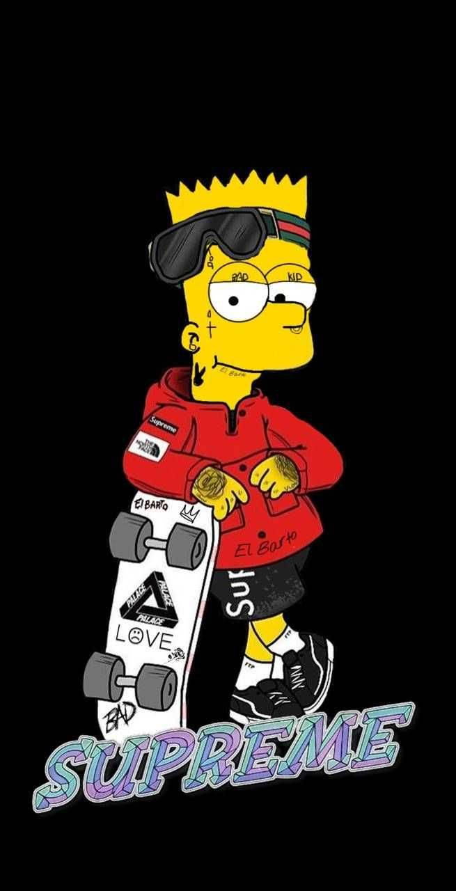 Bart Simpson Swag Skateboard Wallpaper