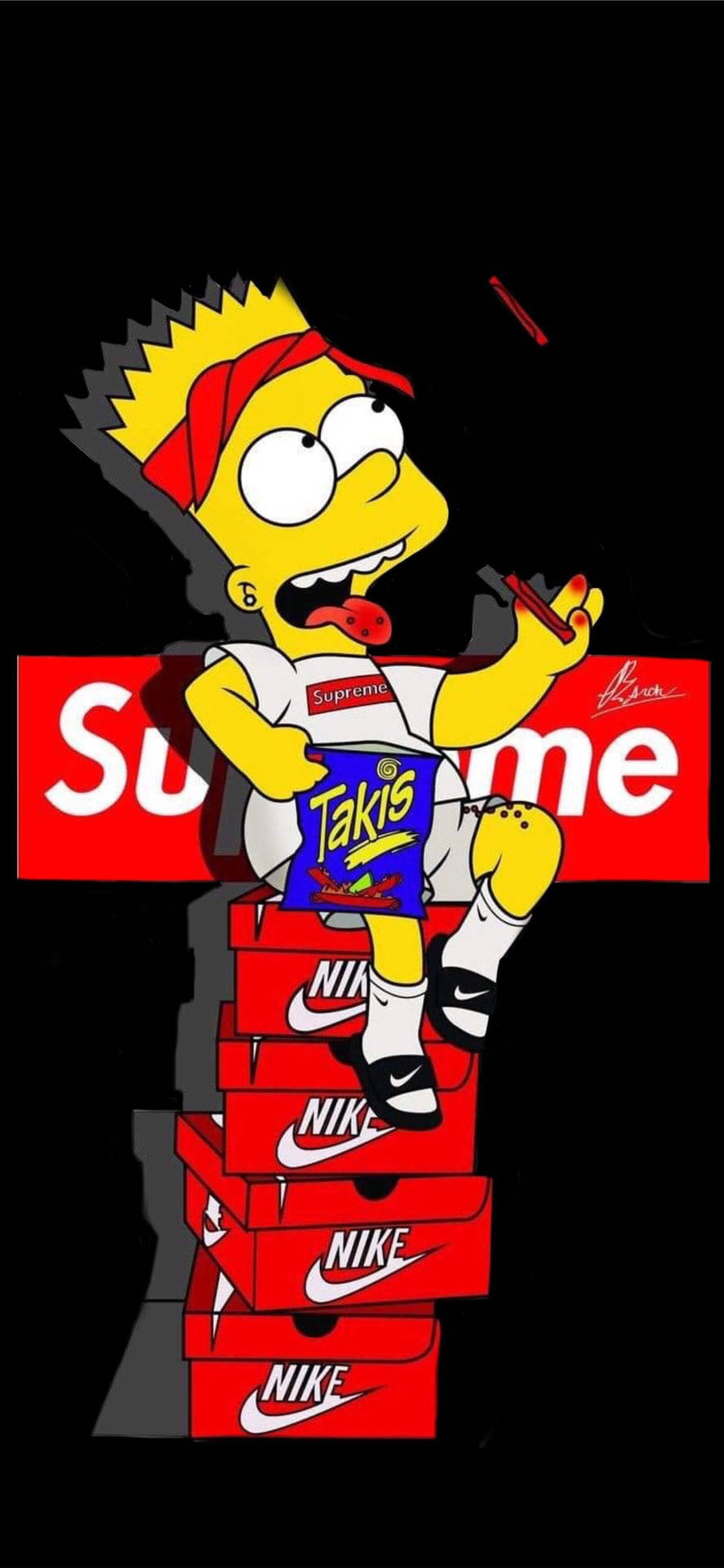 HipsterBart Supreme bart simpson hipster hype beast red HD phone  wallpaper  Peakpx