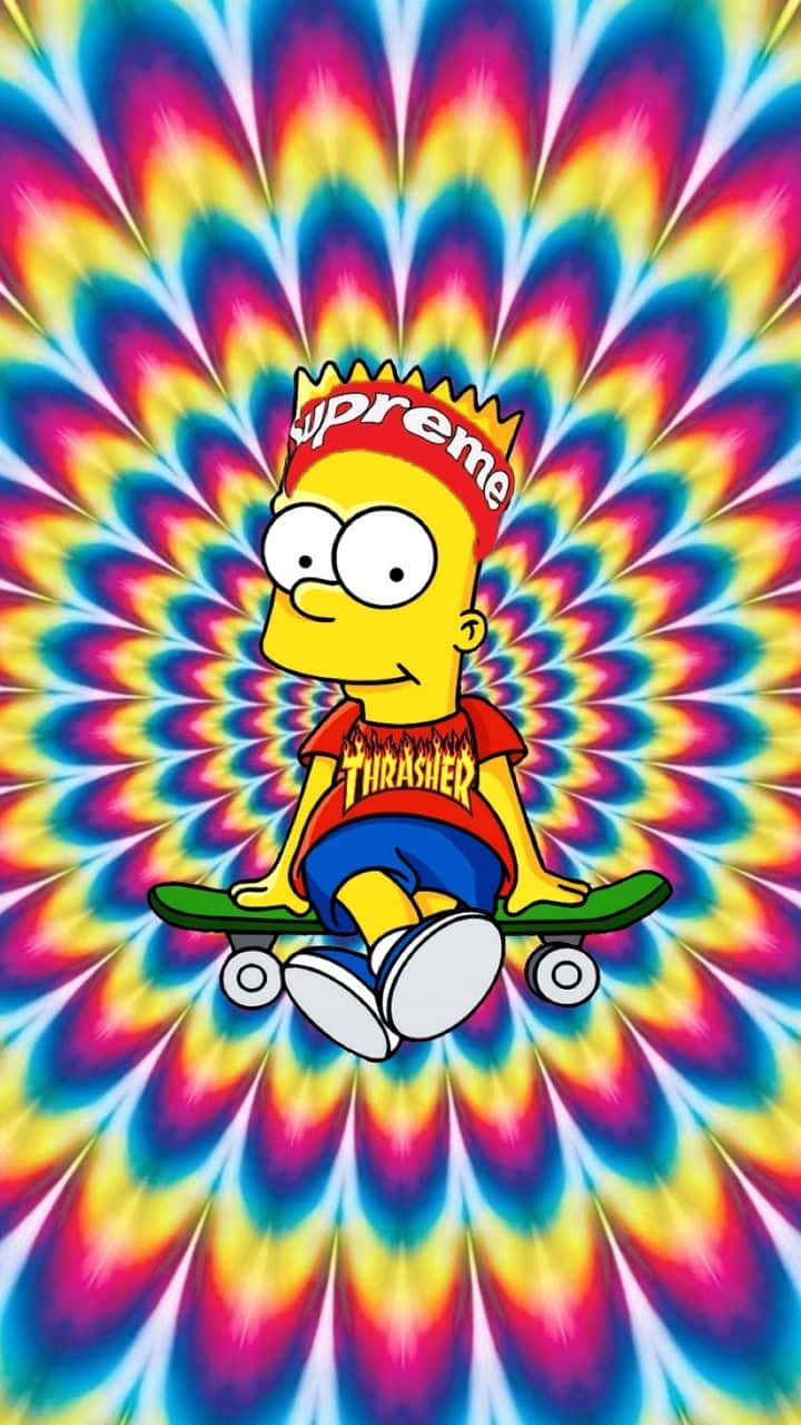 Patrónradial Psicodélico De Bart Simpson. Fondo de pantalla