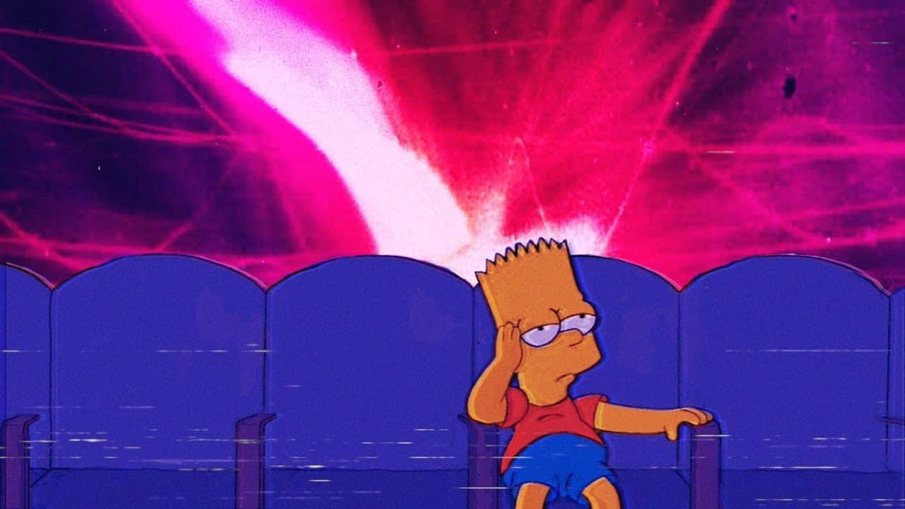Bart Simpson tripper på psykedelisk hotdog. Wallpaper