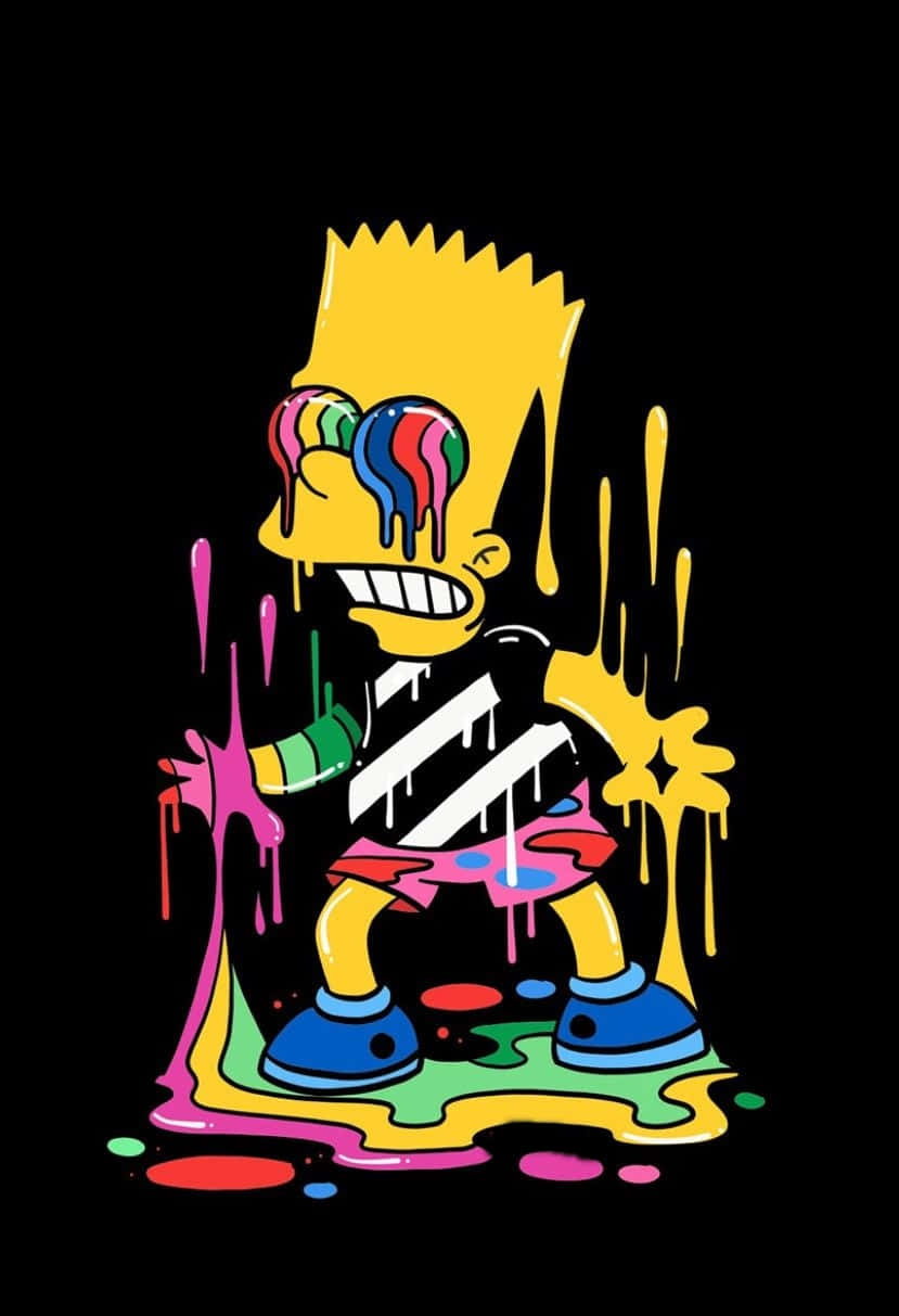 Bart Simpson Paint Drip Trippy Wallpaper