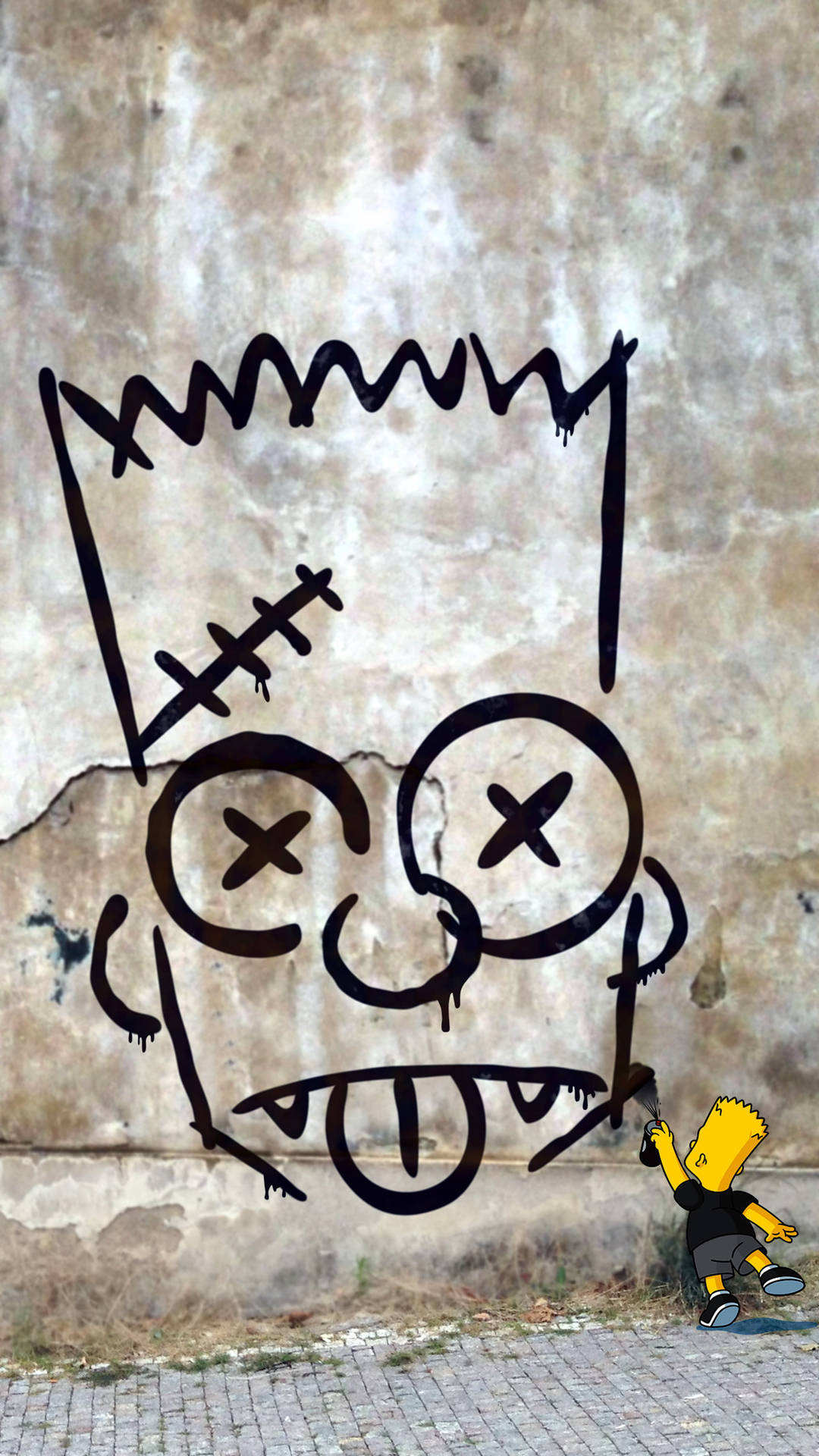 Bart Simpson Wall Graffiti Wallpaper