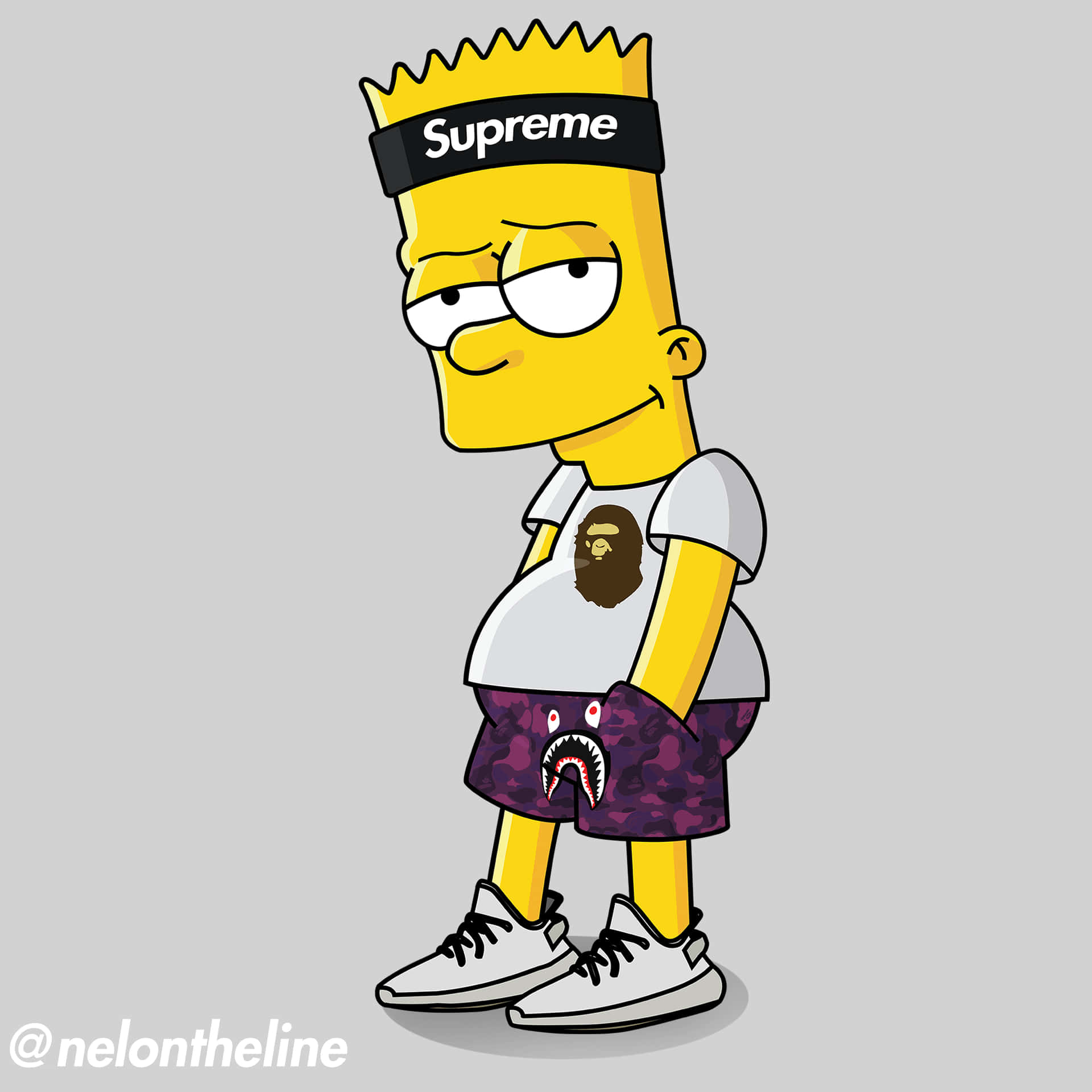 Camisetade Bart Simpson Con Cabello De Hierba Y Pantalones Cortos. Fondo de pantalla