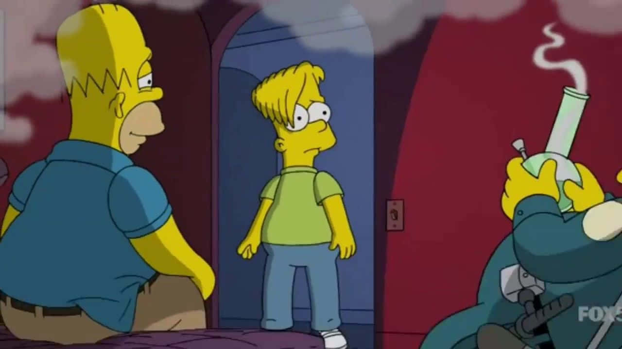 Sad Bart Simpson Watching Weed Smoking Wallpaper