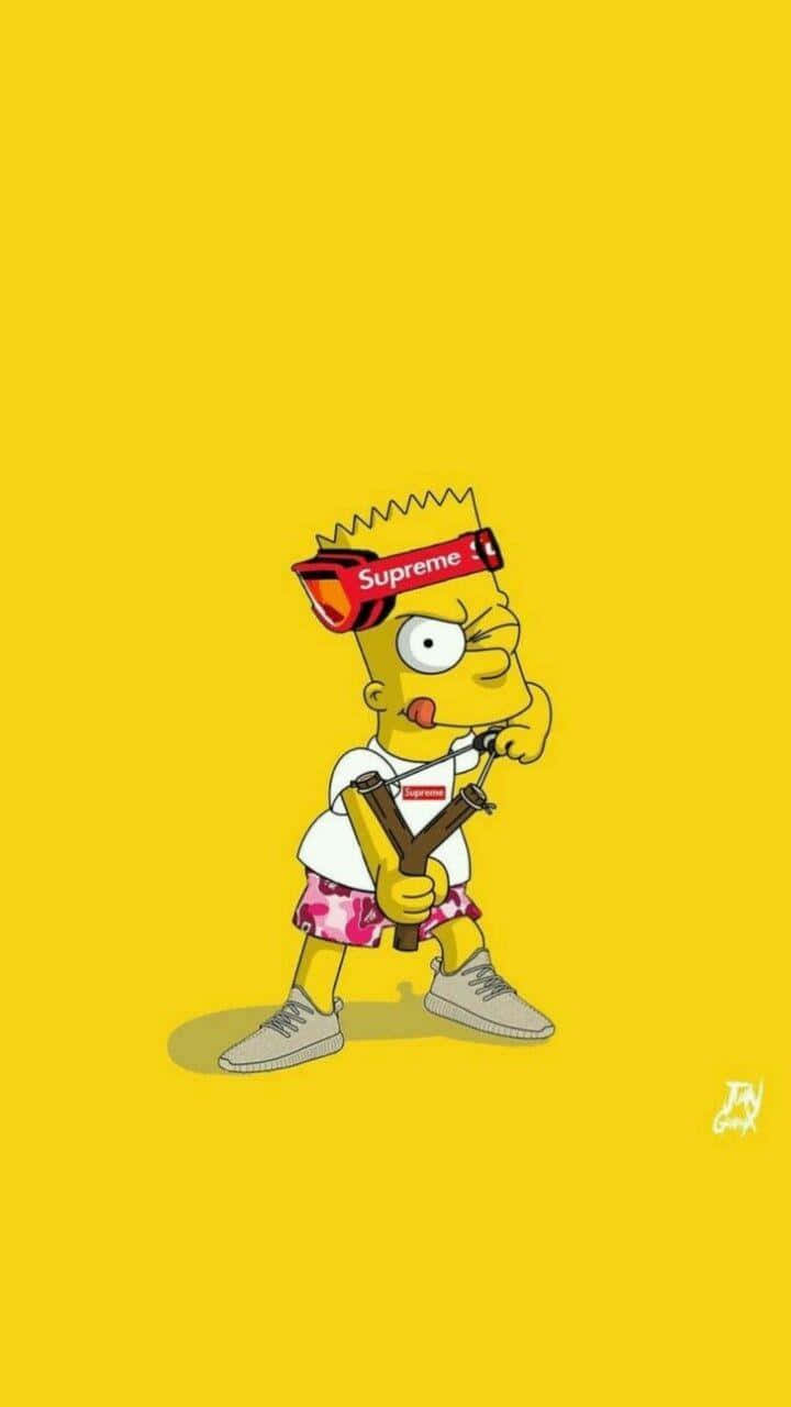 Bart Simpson nyder sin afslappede session med et lidt af weed. Wallpaper