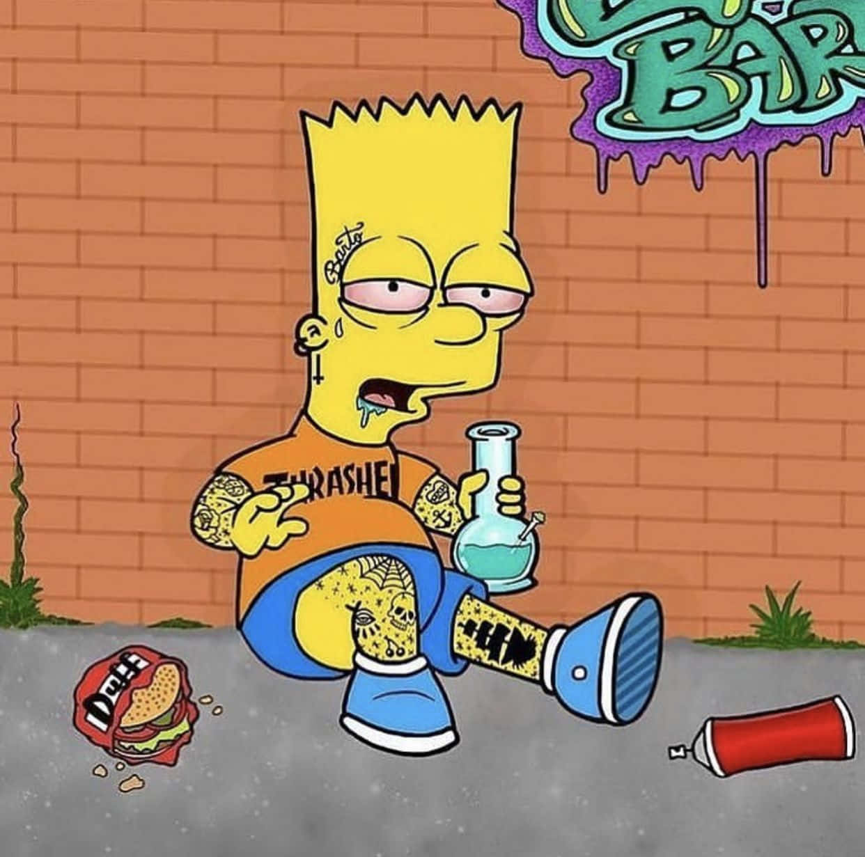Bart Simpson Relaxing with Weed Wallpaper
