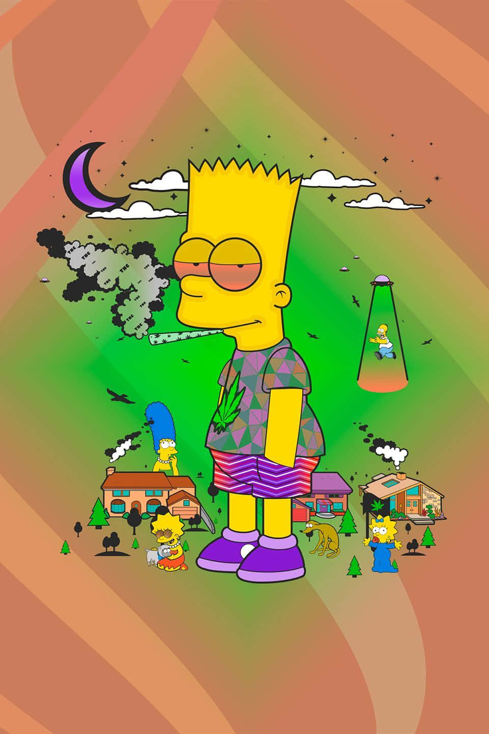 Rökupp Med En Klassisk - Bart Simpson Som Njuter Av En Joint. Wallpaper