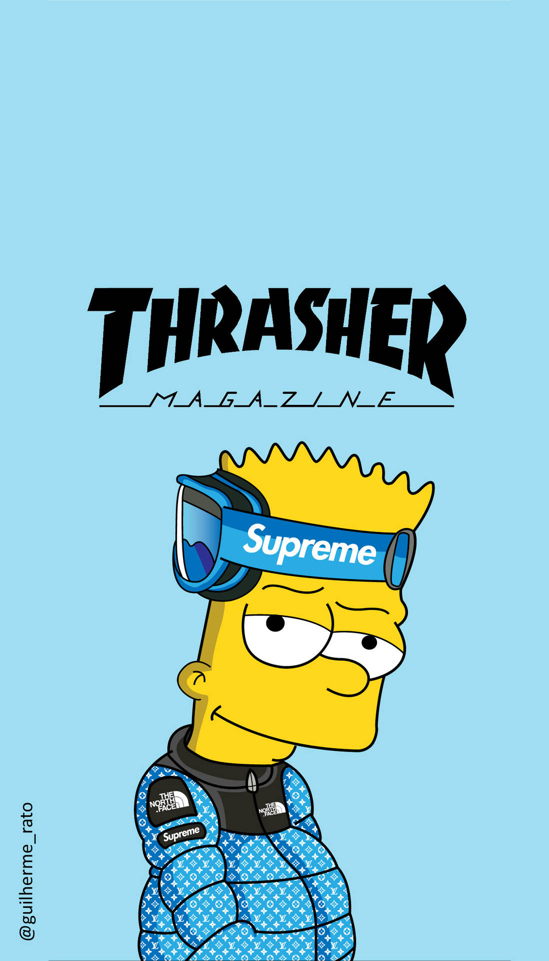 Bart Simpson With Superior Supreme And Thrasher Wallpaper
