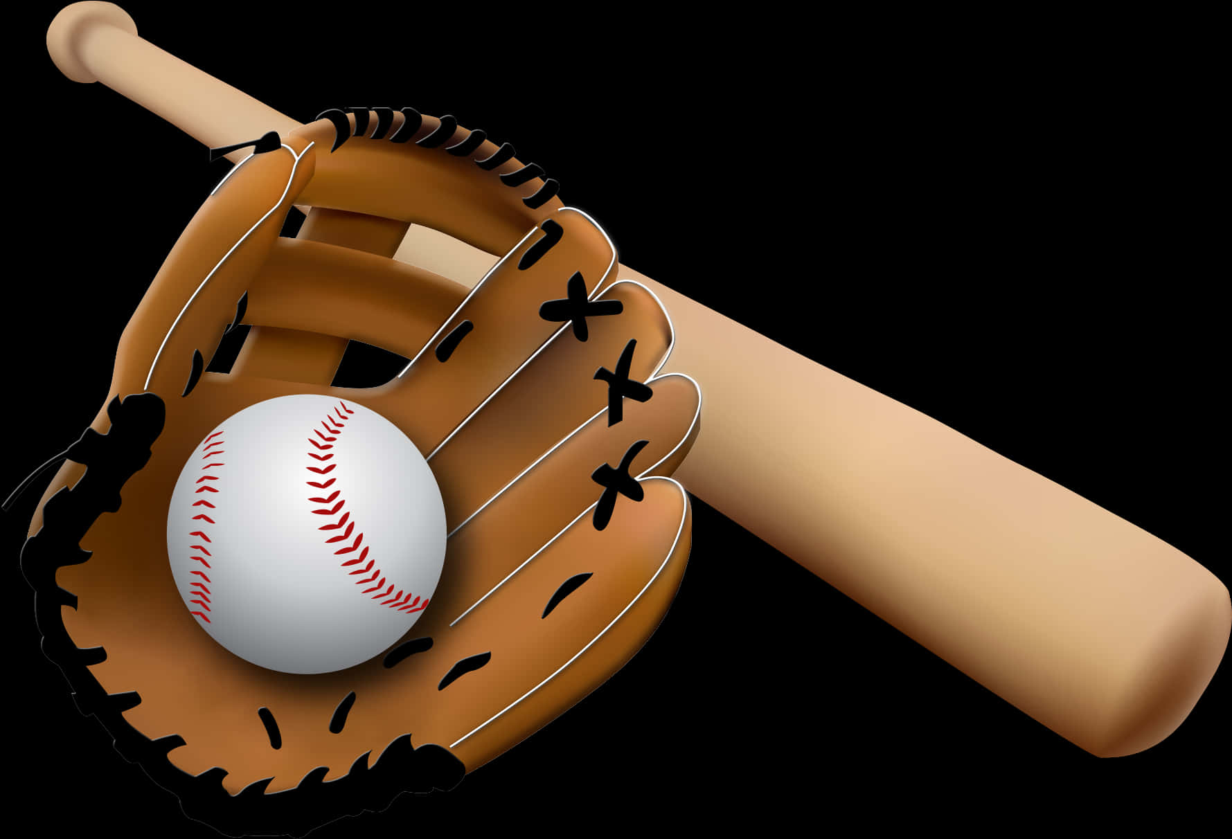 Baseball Bat Gloveand Ball PNG