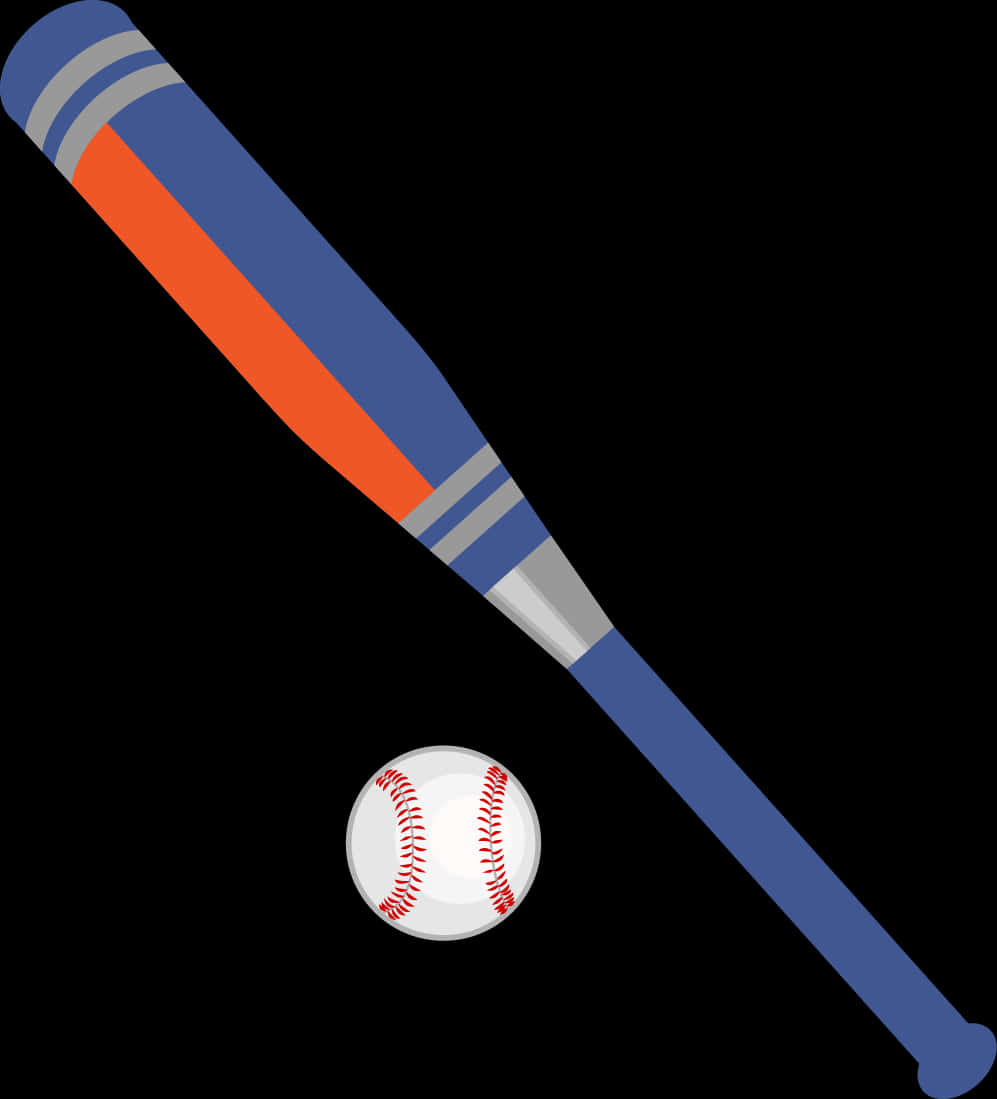 Baseball Batand Ball Illustration PNG