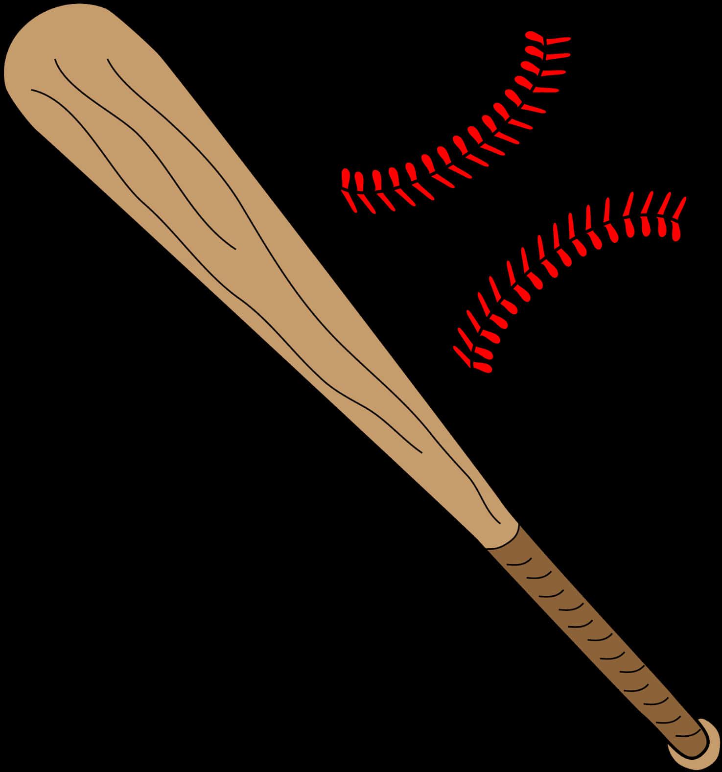 Baseball Batand Ball Stitches PNG