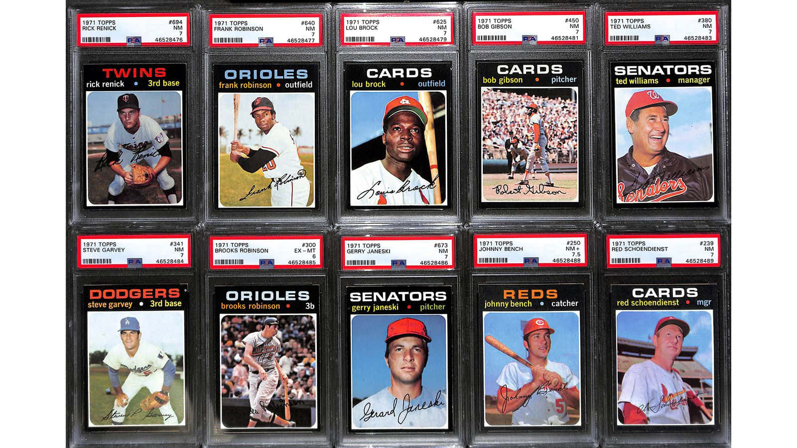 A vintage collection of classic baseball cards in pristine condition. Wallpaper