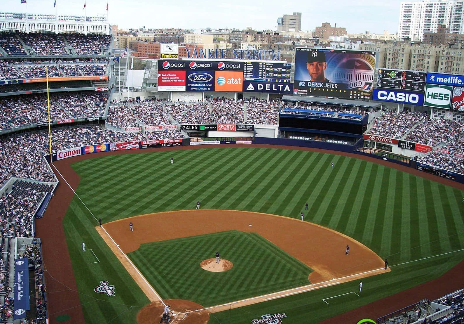 Landskapsbildav Yankee Stadium Basebollplan Bakgrund.