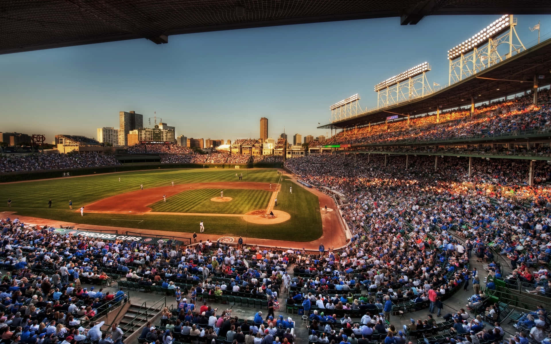 Download Landscape Wrigley Field In Chicago Baseball Field Background |  