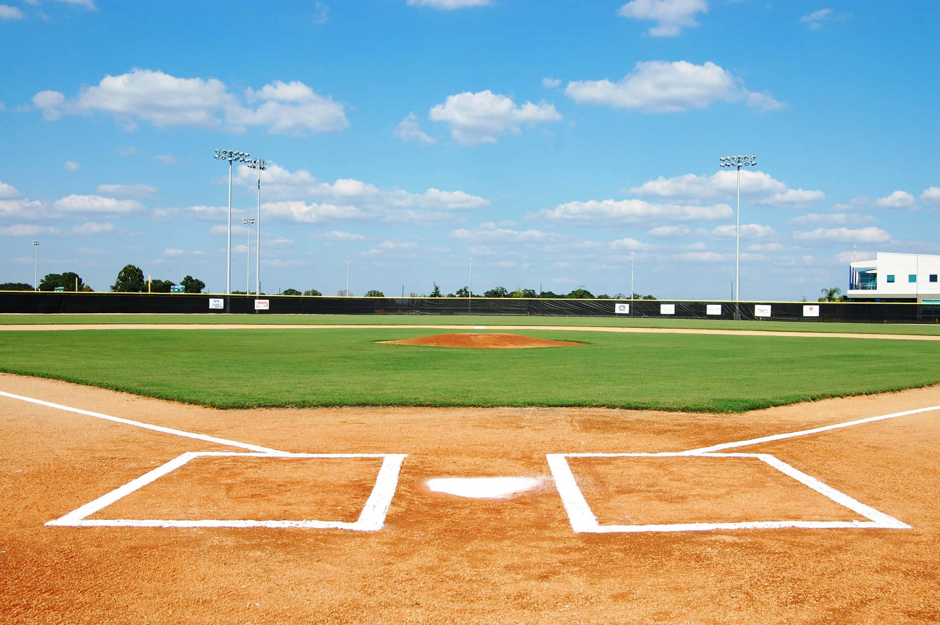 Landschaftlicherweißer Markierung Hintergrund Eines Baseballfeldes