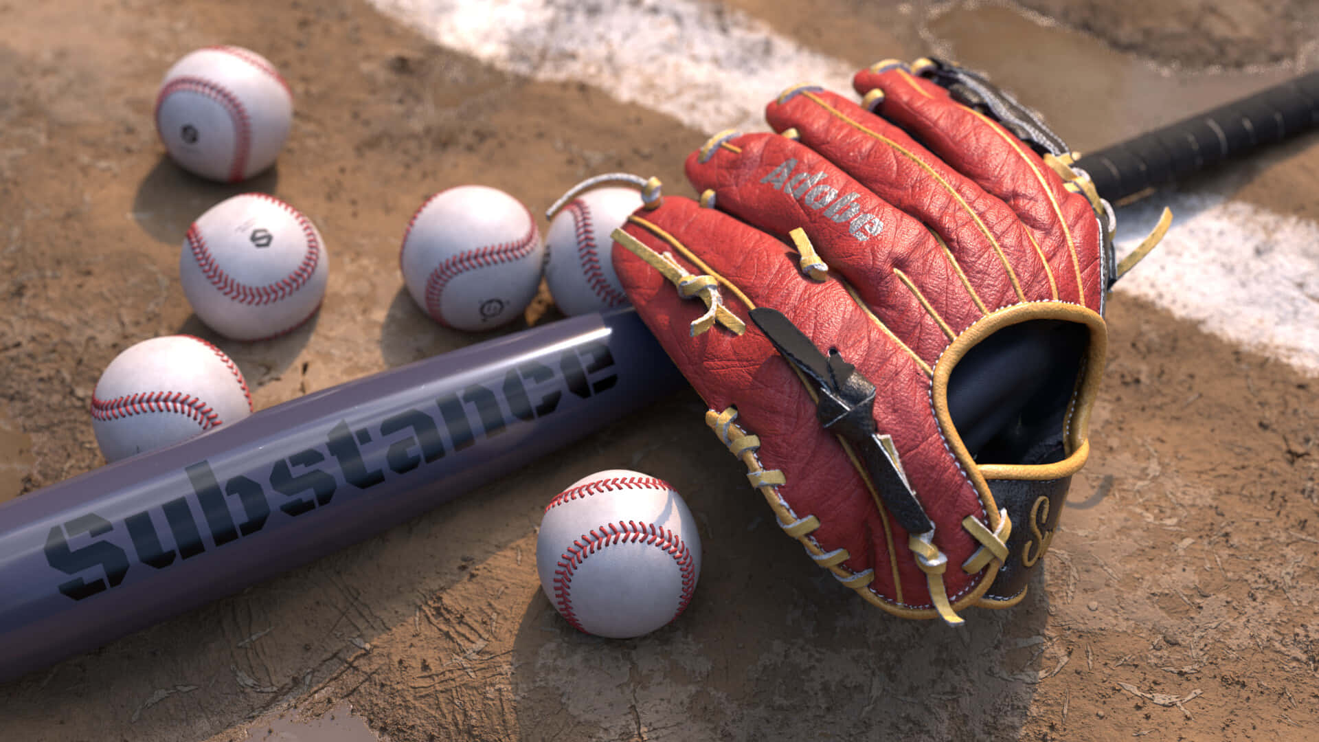 A collection of baseball gloves showcasing various colors and designs Wallpaper
