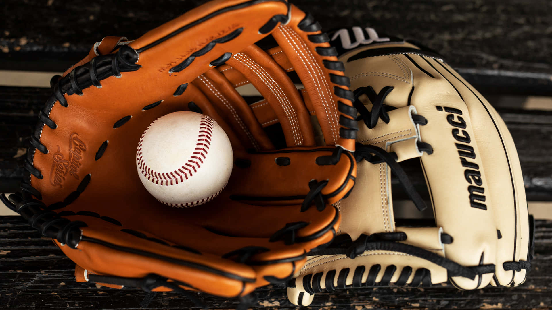Athlete getting ready for the catch with a leather baseball glove Wallpaper