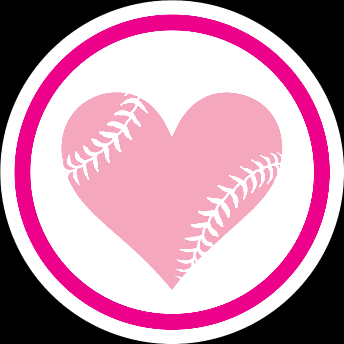 Baseball Heart Graphic Pinkand White PNG