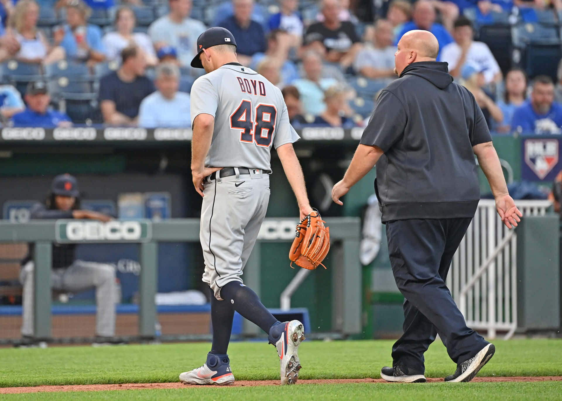 Baseball Pitcher Matthew Boyd Walking Off Field Wallpaper