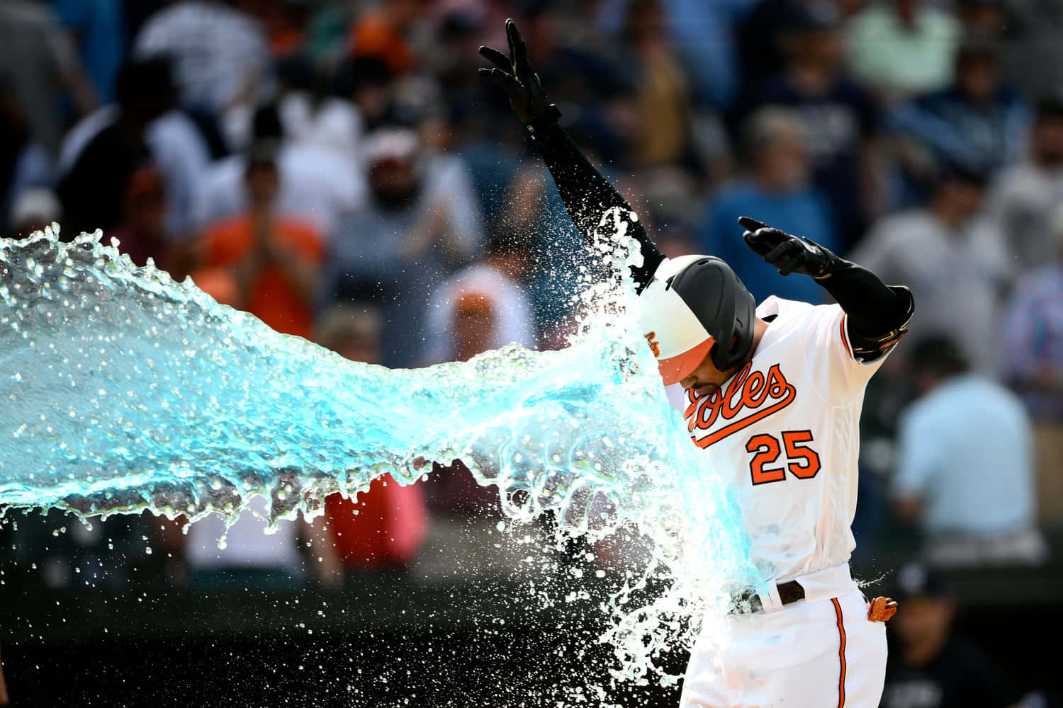 Baseball Player Celebrationwith Water Splash Wallpaper