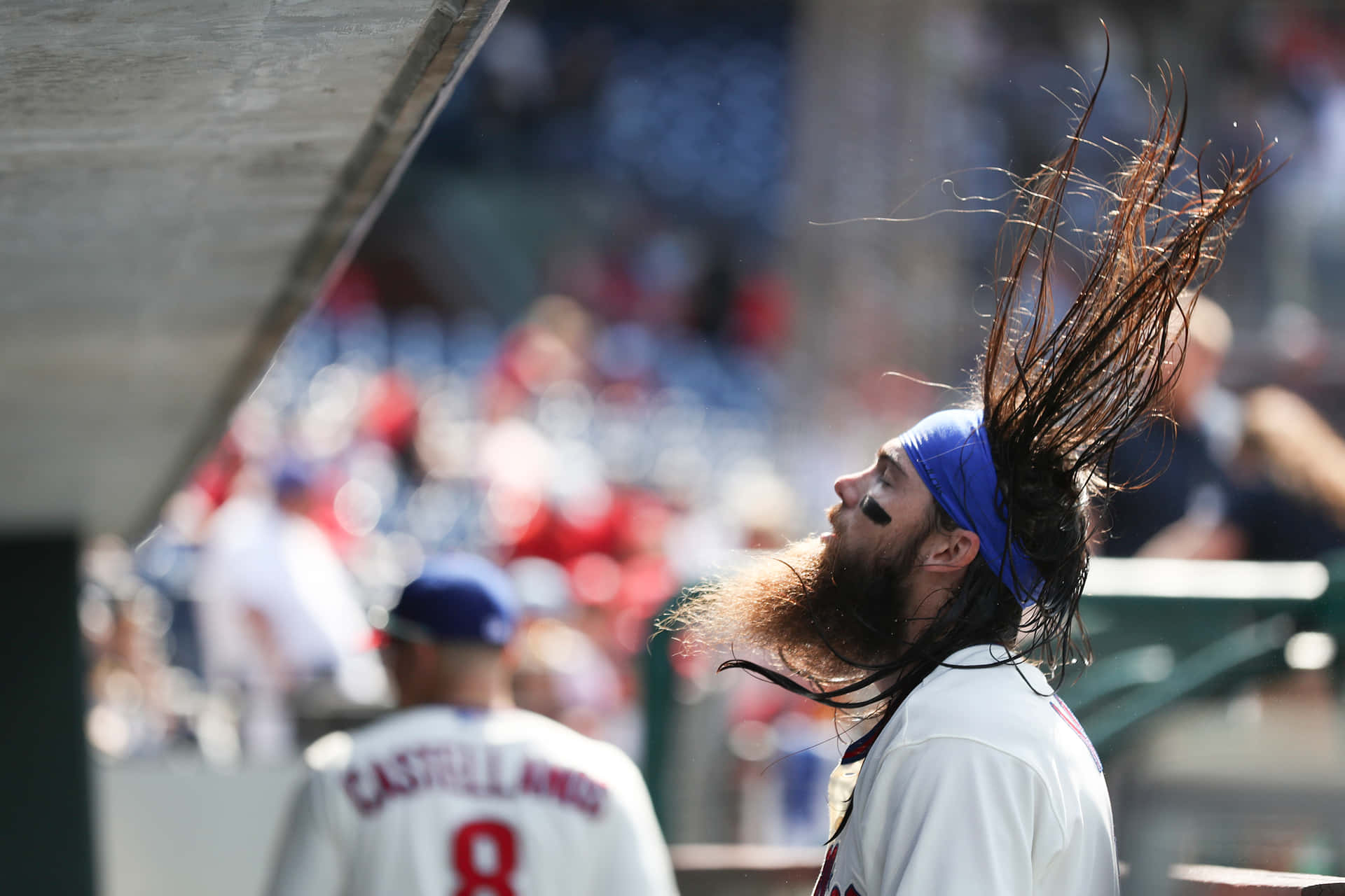 Baseball Player Hair Flip Moment Wallpaper