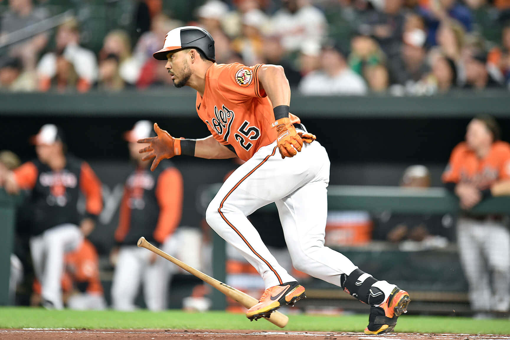 Baseball Player Running After Hit Wallpaper