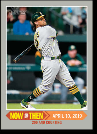 Baseball Player Swing Action Card PNG