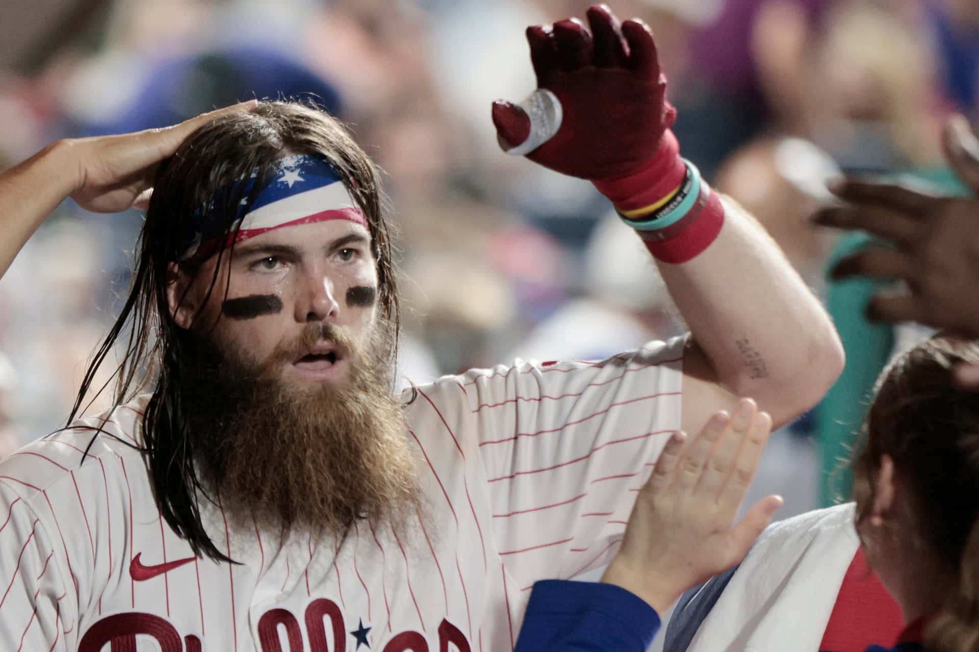 Joueur De Baseball Avec Bandana Drapeau Américain Fond d'écran