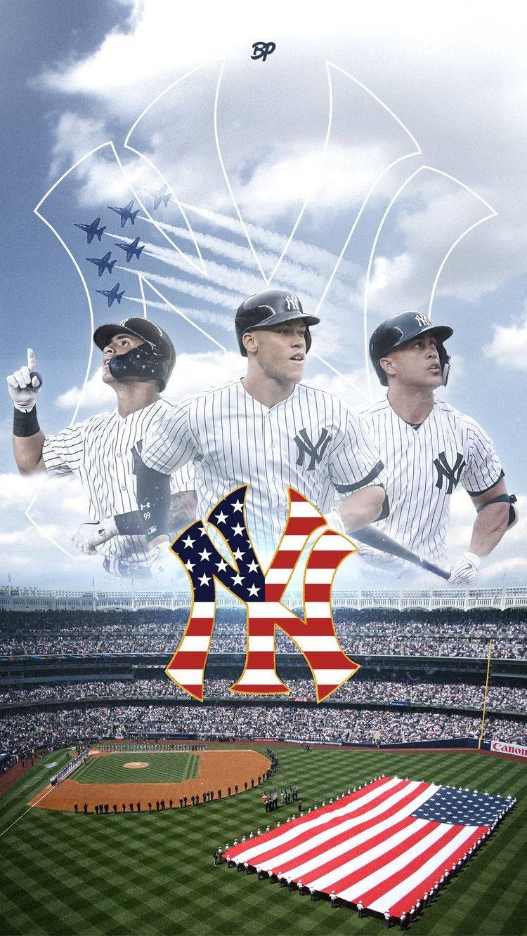 Baseball Players Over Yankee Stadium Wallpaper