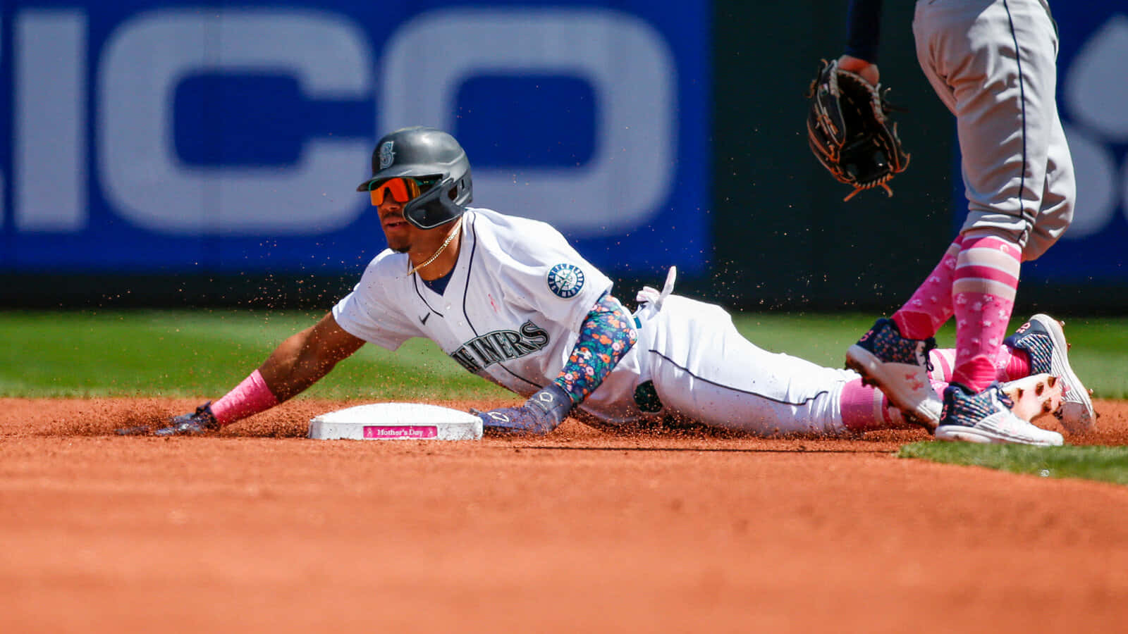 Honkbal Glijden Naar Tweede Honk Achtergrond