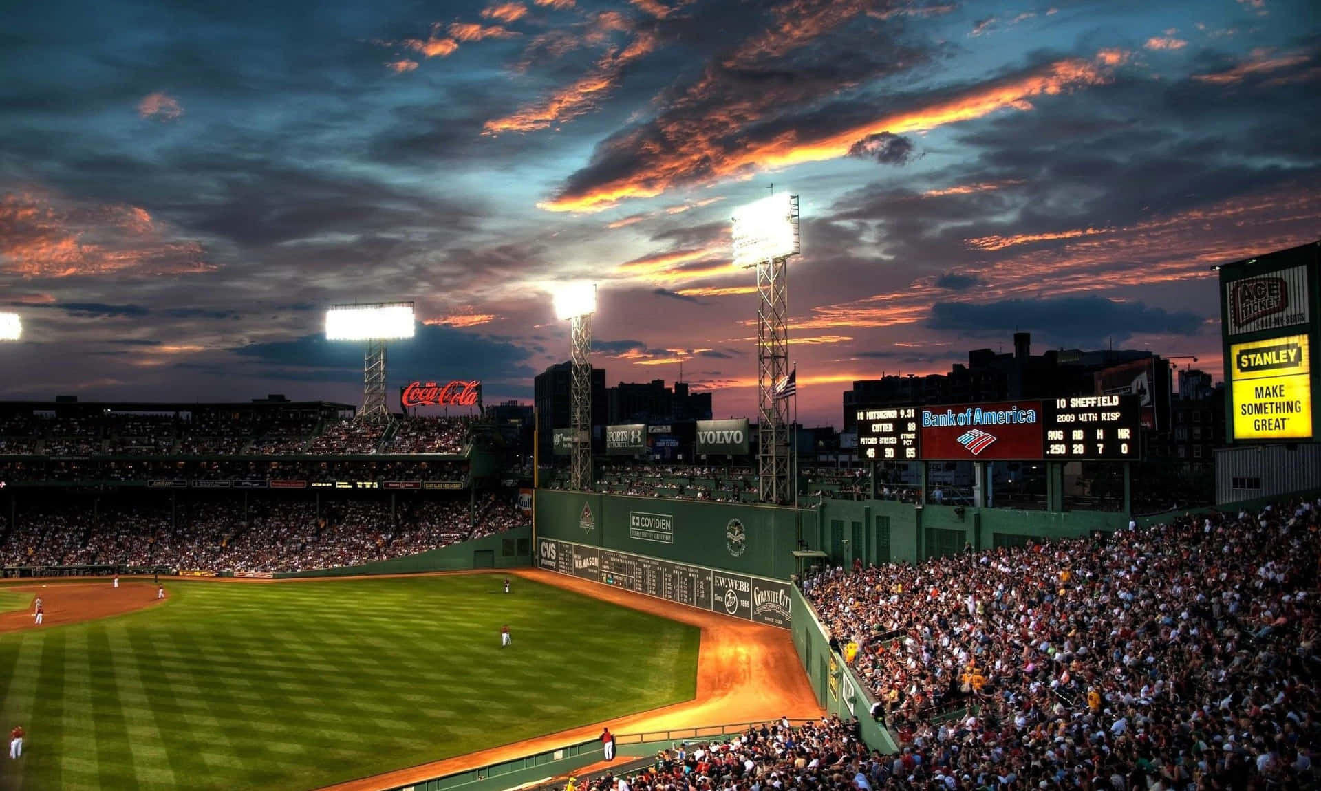 A Majestic Baseball Stadium under the Night Sky Wallpaper