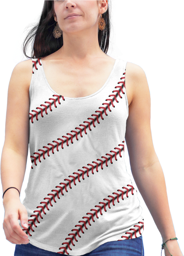 Baseball Stitch Pattern Tank Top PNG