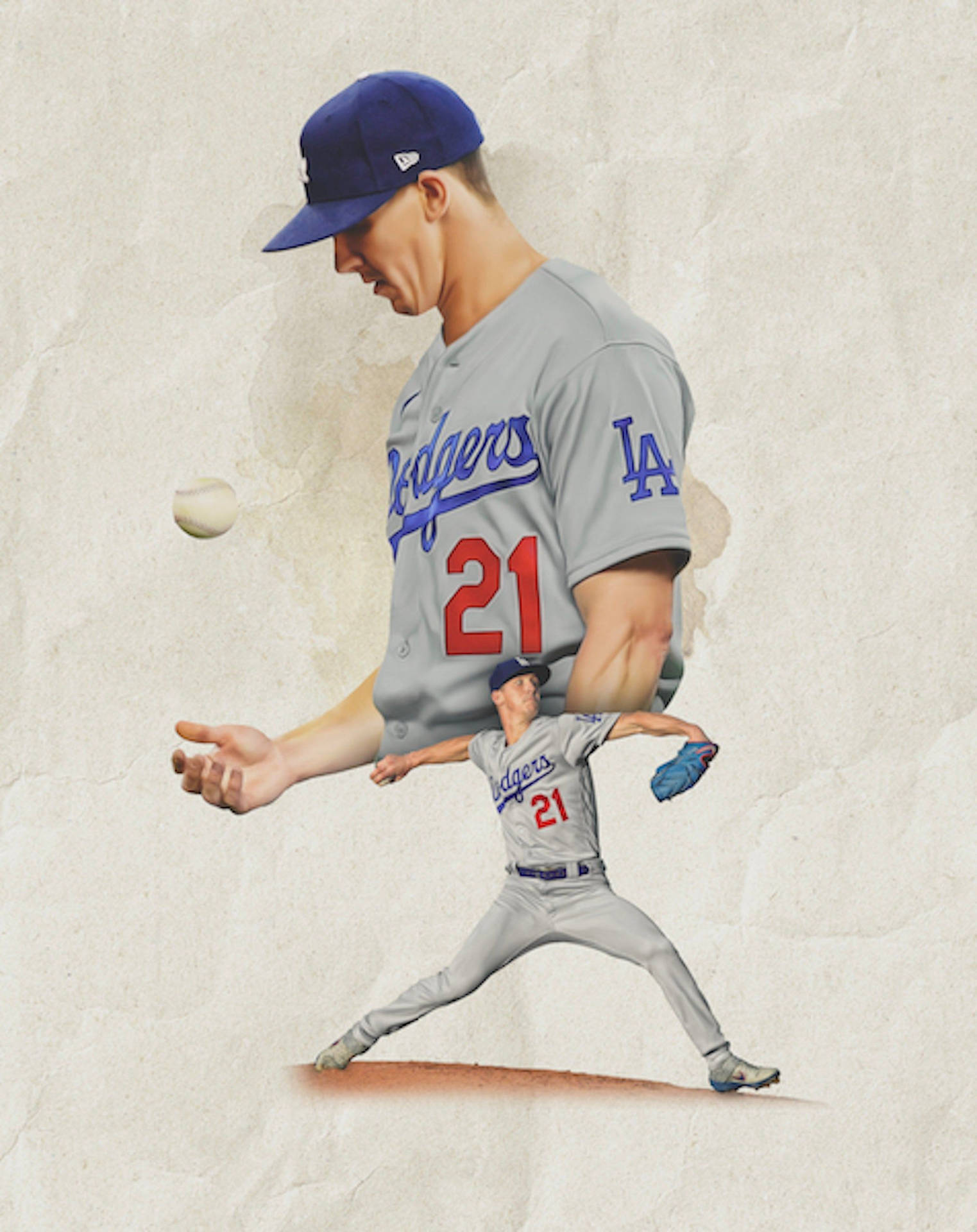 Download Baseball Walker Buehler Art Wallpaper