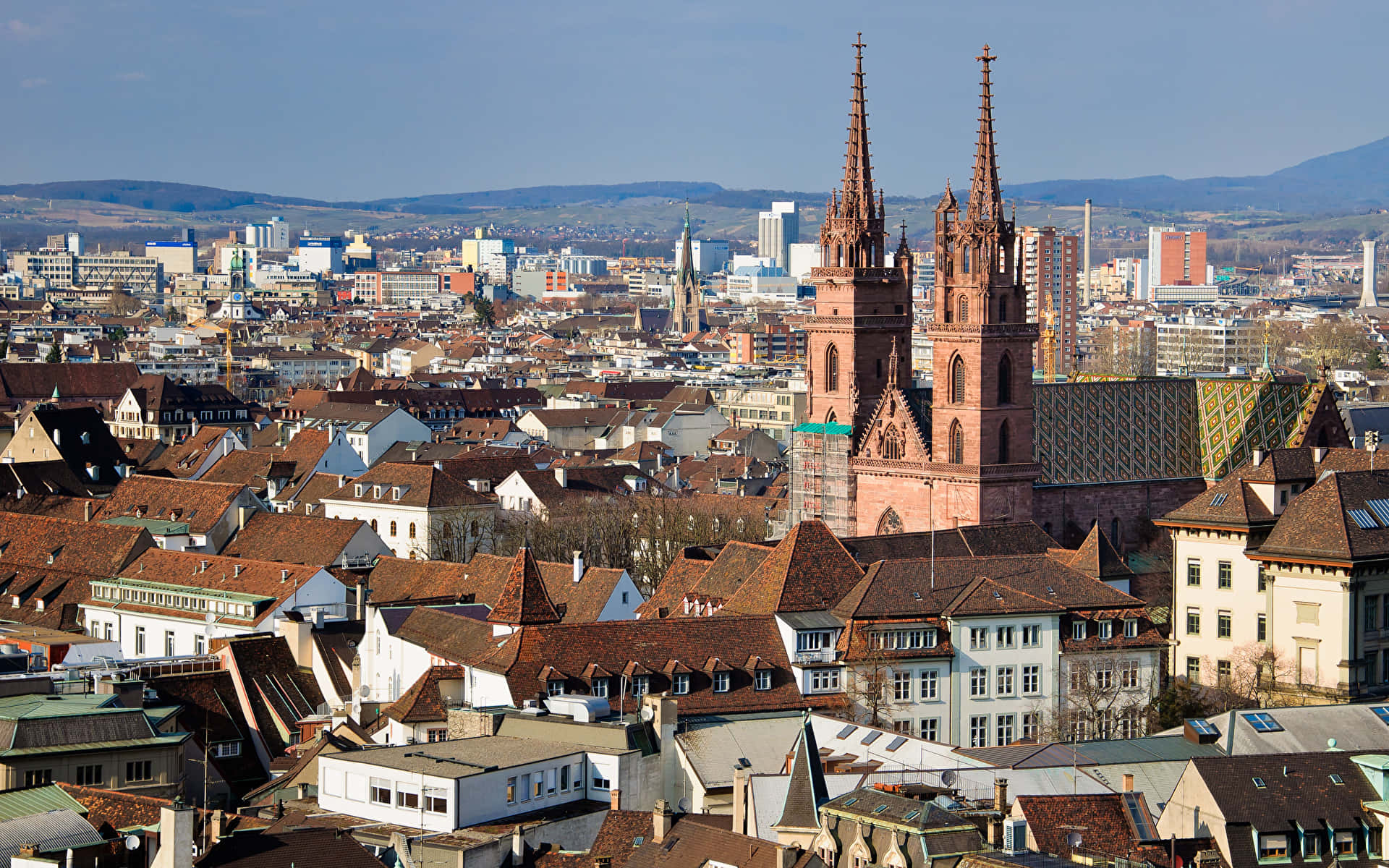 Basel Cityscapewith Cathedral Wallpaper