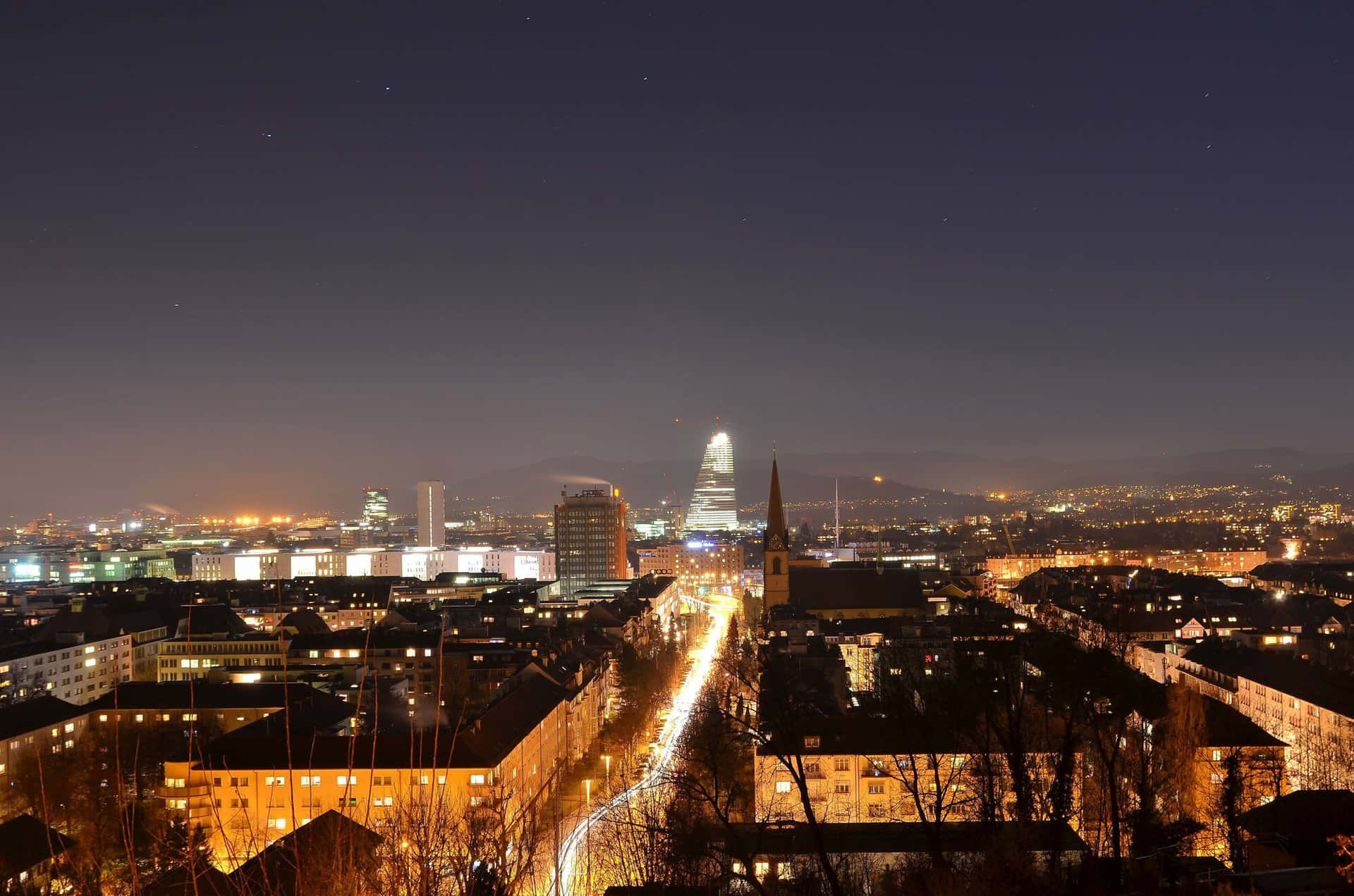 Basel Night Skyline Wallpaper