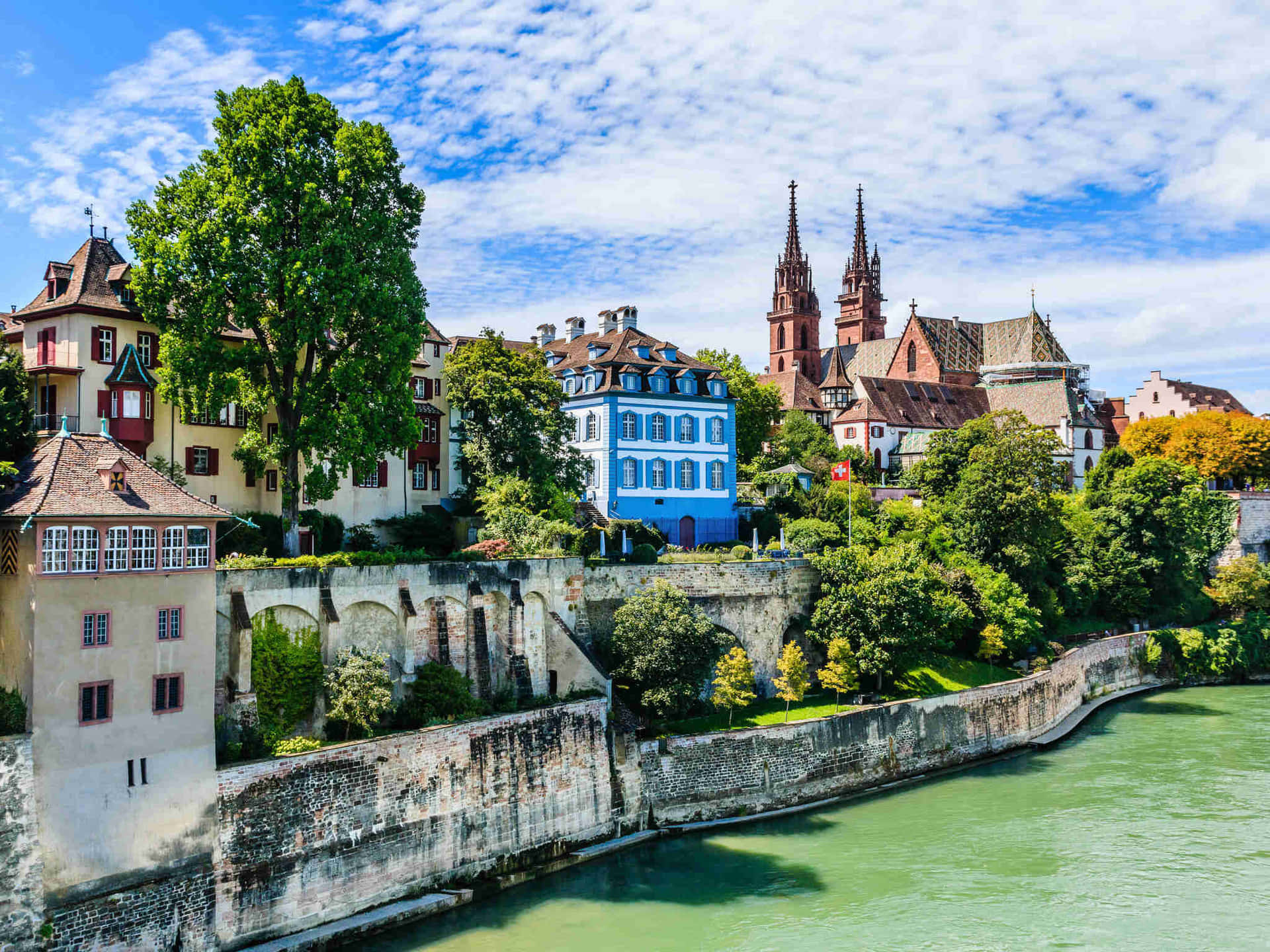 Basel Riverfront Architecture Switzerland Wallpaper