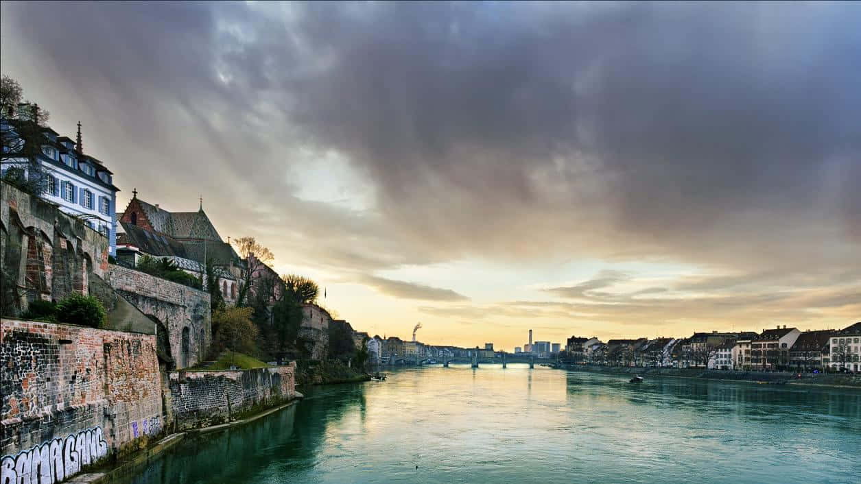 Basel Riverfrontat Dusk Wallpaper