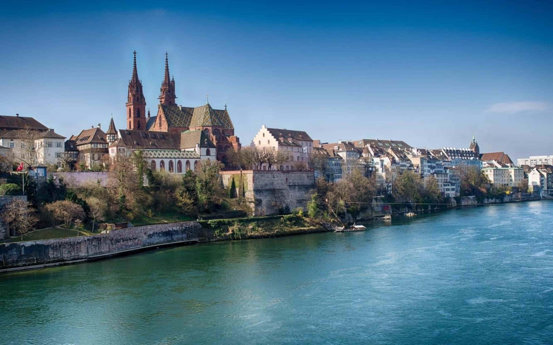 Download Basel Skyline River Rhine Wallpaper | Wallpapers.com