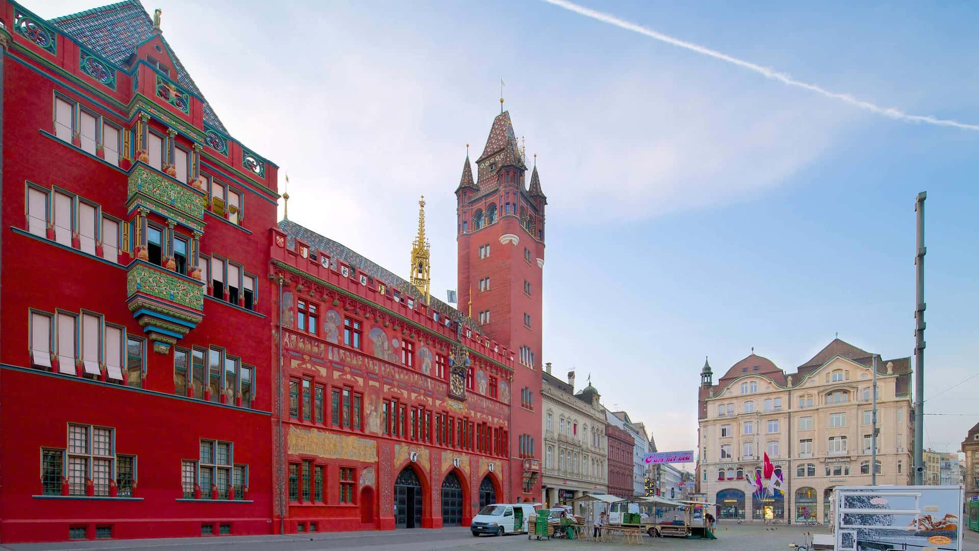 Basel Town Hall Red Facade Wallpaper