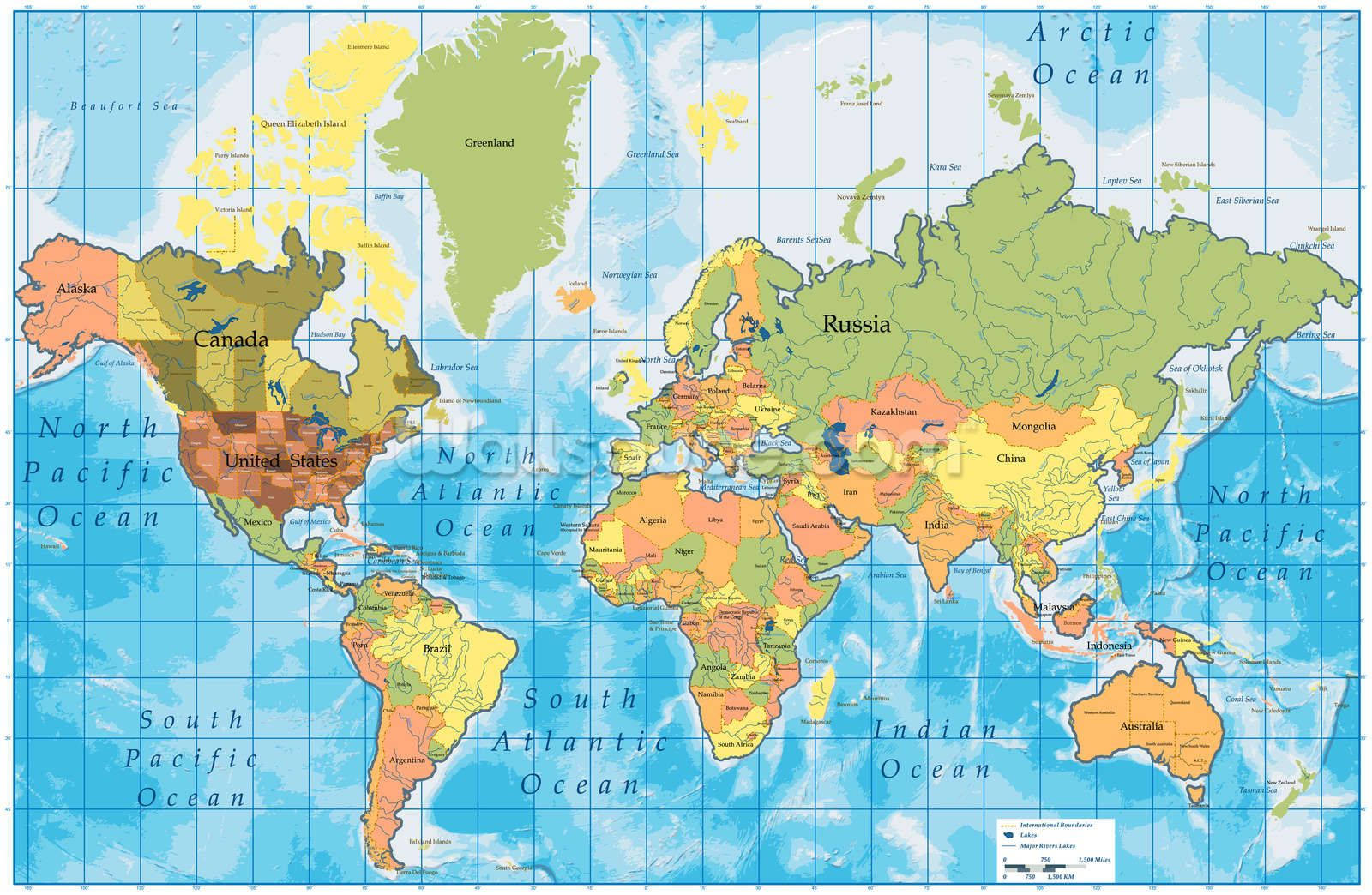 Basic Labeled World Map