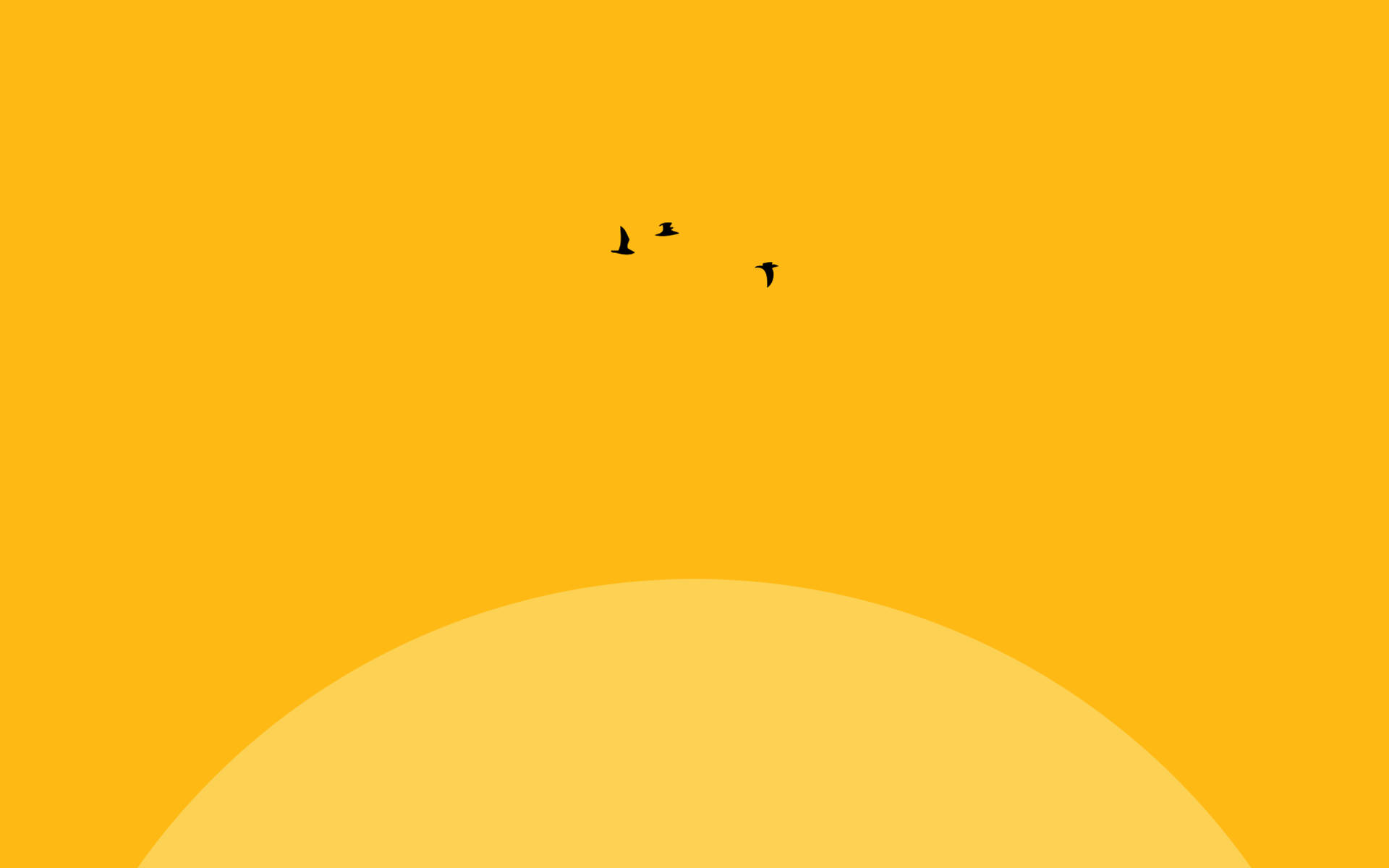 Basic Yellow With Birds Wallpaper