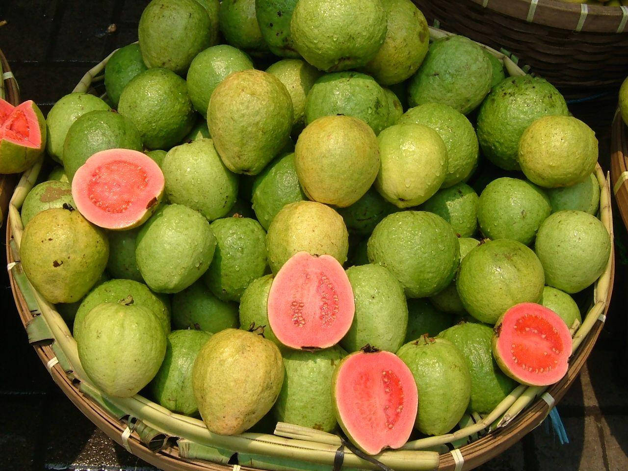 Kurv Guava-mønsteret skaber et livligt miljø. Wallpaper