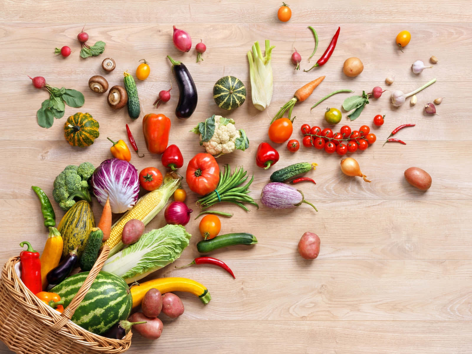 Indsæt frugt og grøntsager for sundhed. Wallpaper