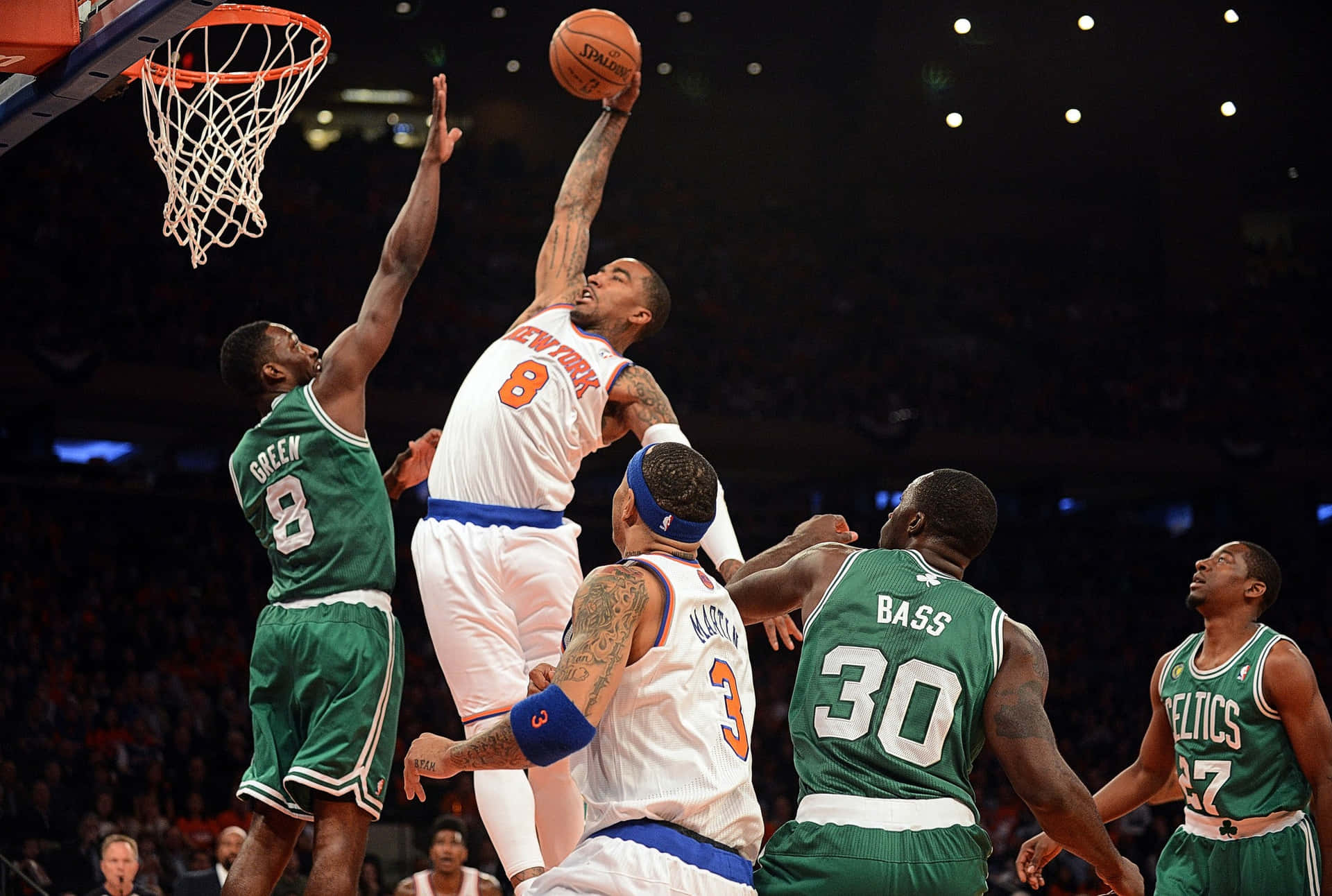 Basketball Action Shot Knicksvs Celtics Wallpaper