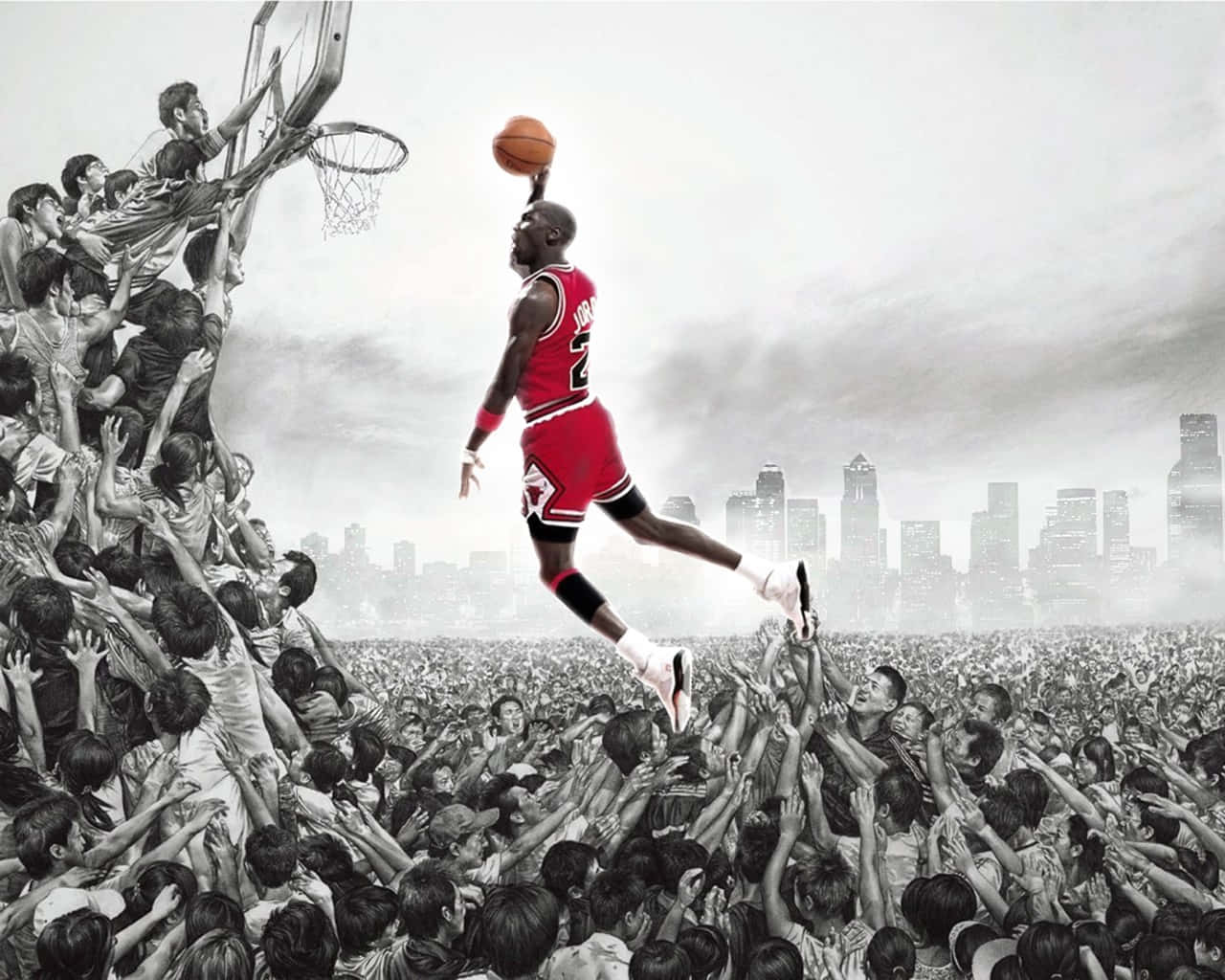 Michaeljordan Basketboll Digital Konst Bakgrund